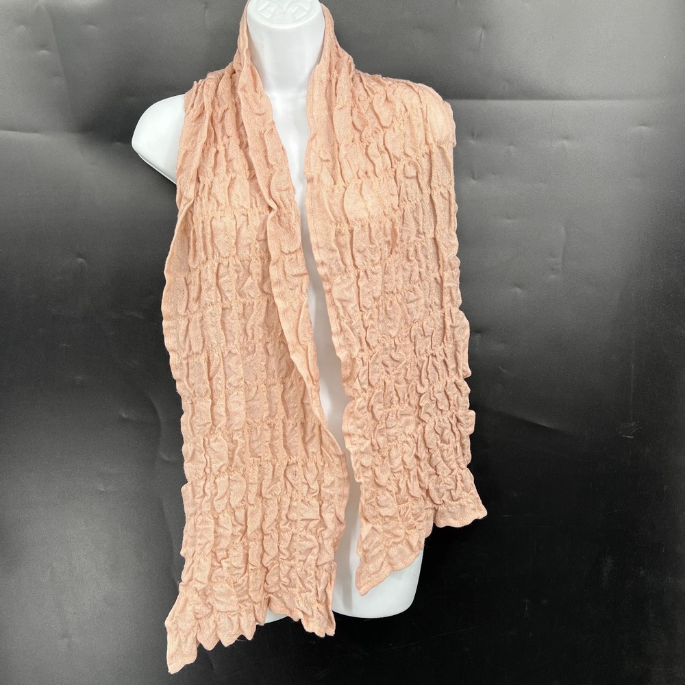 HOBBS crinkle scarf wrap pale blush pink merino wool silk effortlessly chic euro